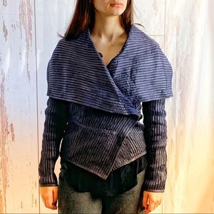 VINTAGE 80s/90s MY TRIBE LEATHER SHAWL COLLAR FITTED JACKET XS